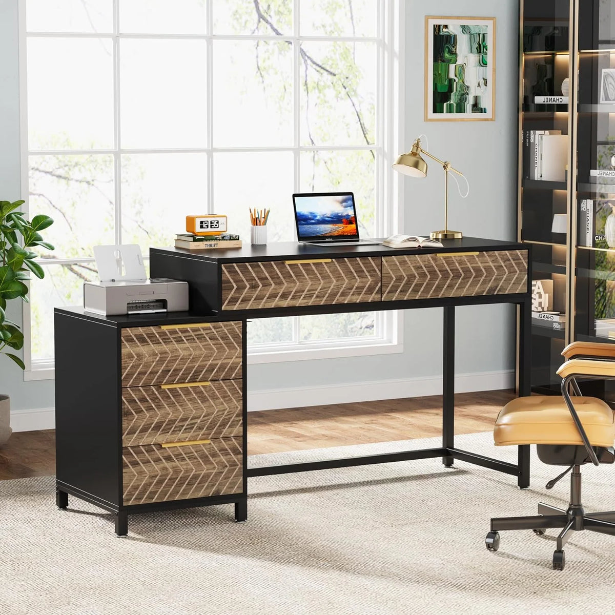 47" Computer Desk with 5 Drawers O7050