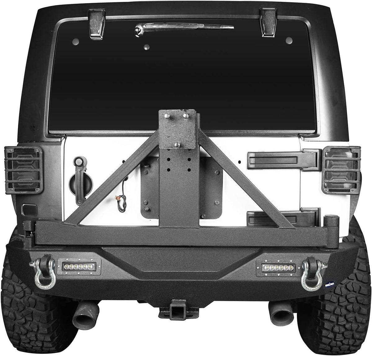 Front Bumper + Rear Bumper with Spare Tire Carrier & Winch Plate T5531