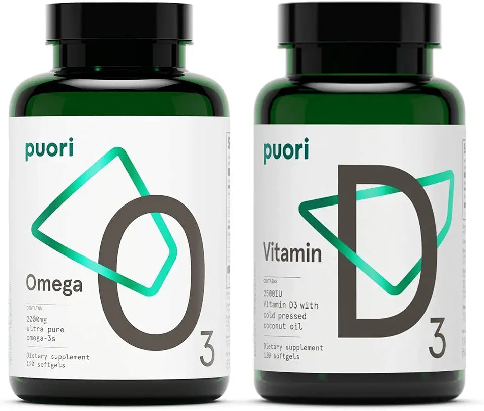 Omega 3 Fish Oil and Vitamin D3 Supplement Bundle Capsules Z636
