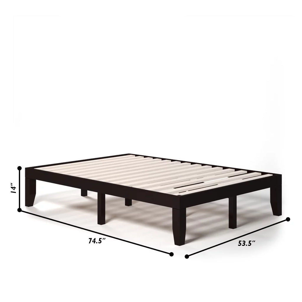 Full Size Wooden Bed Frame with Wood Slats X14308