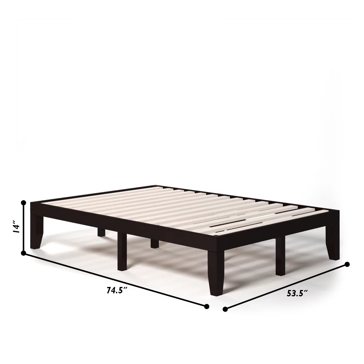 Full Size Wooden Bed Frame with Wood Slats X14308
