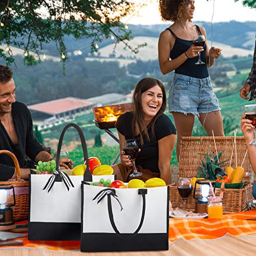 24 Pcs Black White Canvas Tote Bag Set D33751