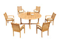 Grade-A Teak 7 Pc Dining Set with 72" Round Table and 6 Stacking Arm Chairs H254