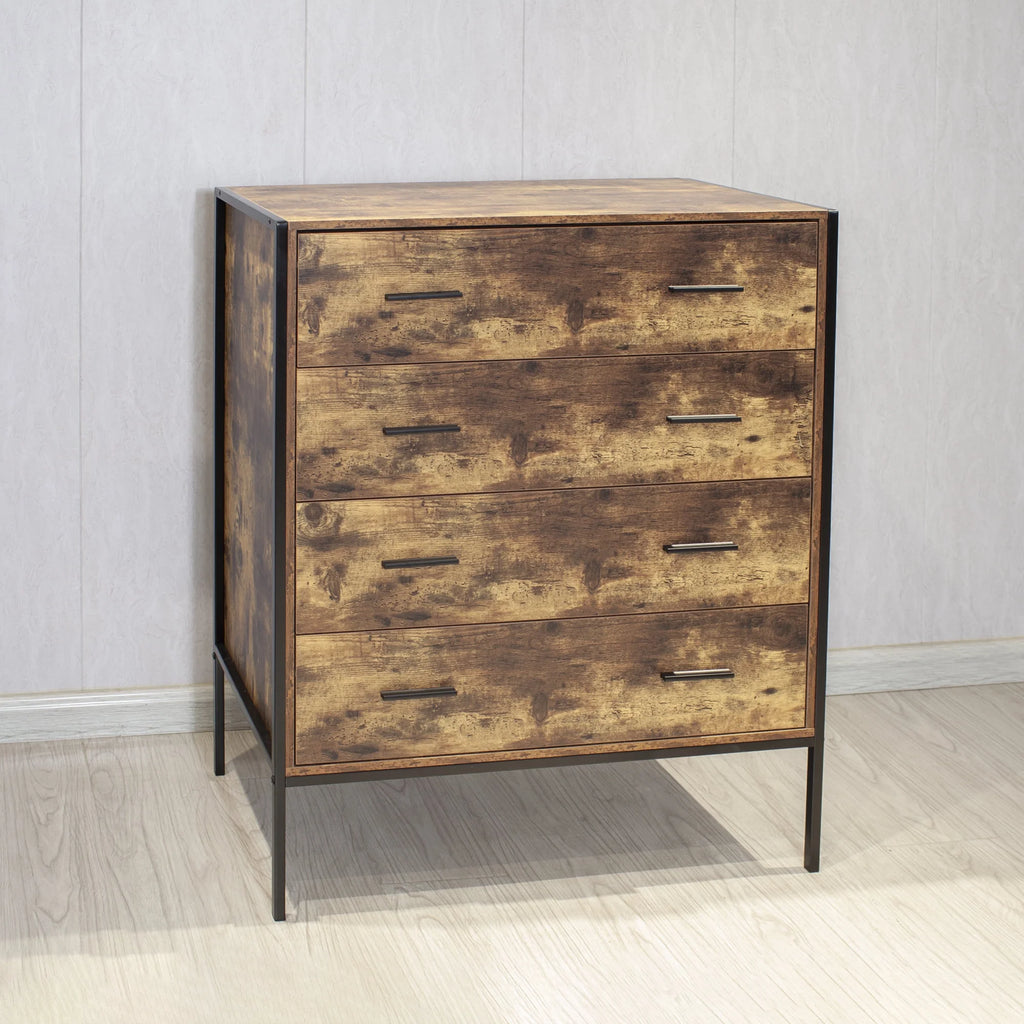 Rustic Brown 4 Drawer Wood Dresser V214147