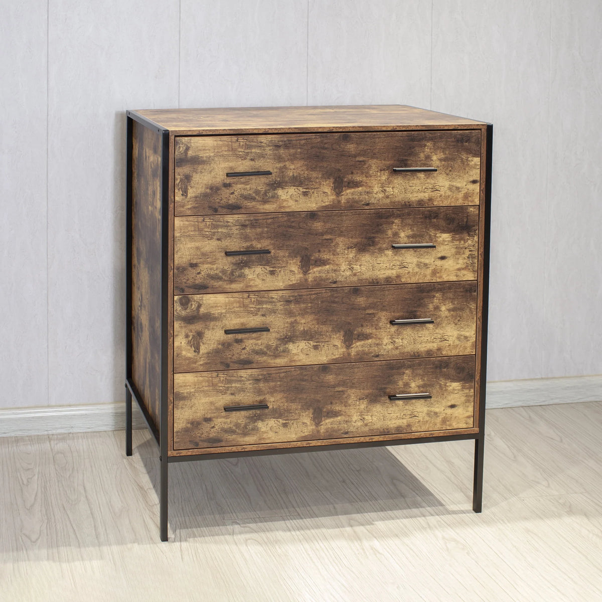Rustic Brown 4 Drawer Wood Dresser V214147