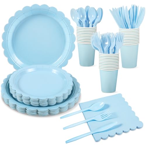 White Paper Plates and Napkins 350 Pcs Party Supplies Set V835