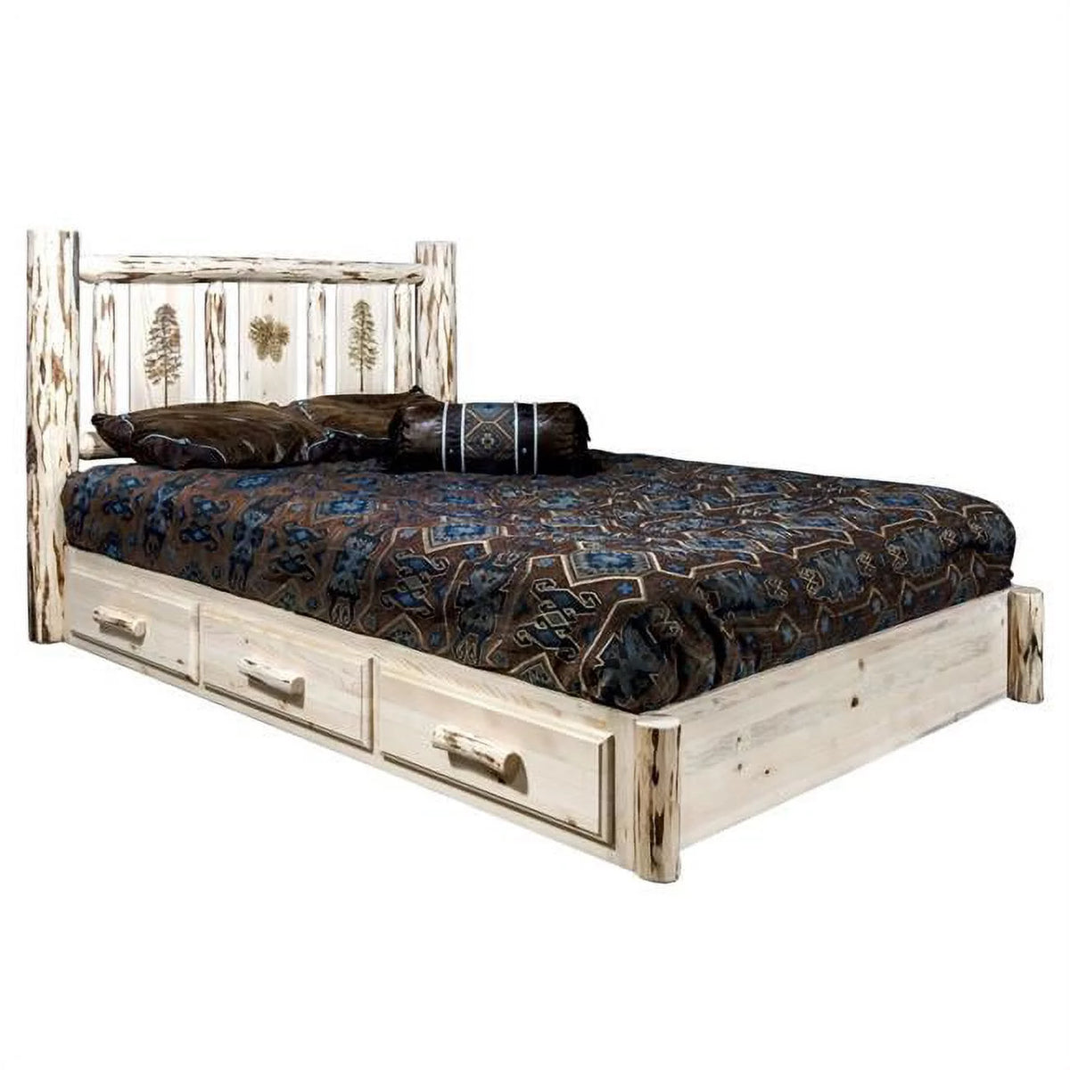 Natural Wood King Platform Bed D4933