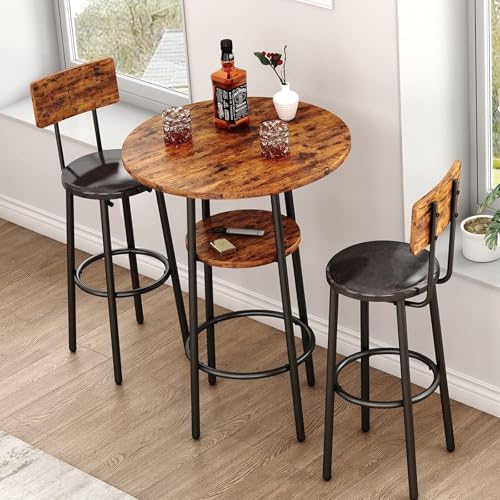 Round Dining Table Set with 2 Chairs and Storage U566484