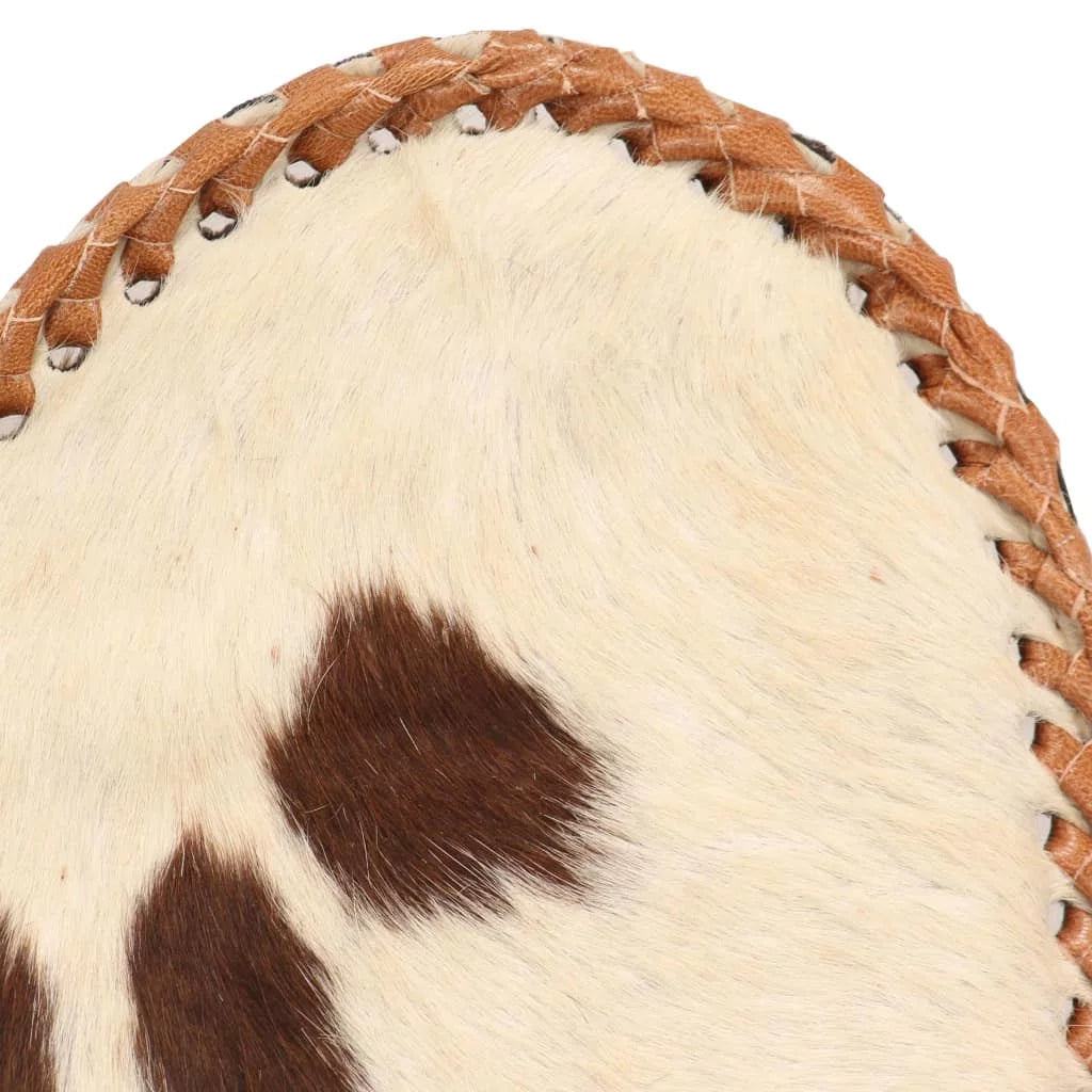 Brown and White Genuine Goat Leather Butterfly Chair J511