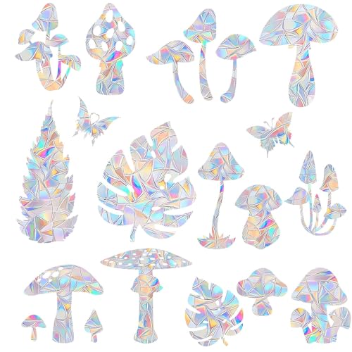 36PCS Snowflake Window Stickers Non Adhesive Prismatic Vinyl Rainbow Decals V12319