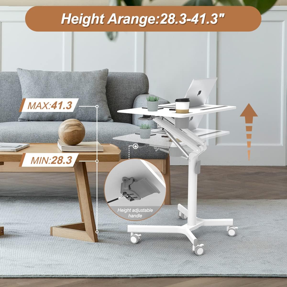 Portable Height Adjustable Laptop Desk with Wheels I950