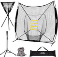 7 X 7 Feet Baseball Softball Practice Net Set with Tee Caddy 12 Pack Baseballs Q934008