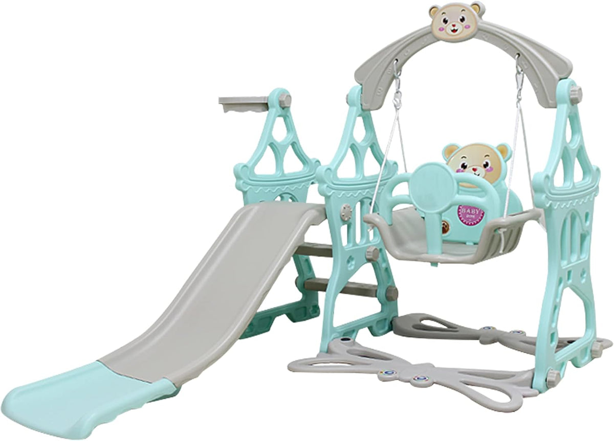 4 in 1 Toddler Slide and Swing Set with Basketball Hoop T199