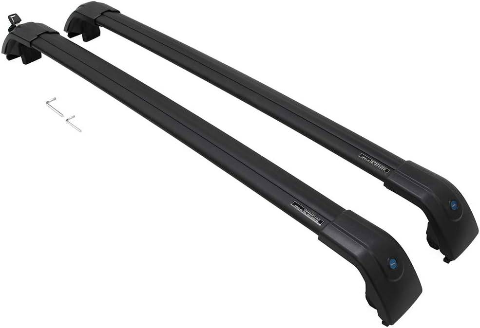 Black Adjustable Lockable Roof Rack Side Rails Cross Bars R883896