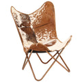 Brown and White Genuine Goat Leather Butterfly Chair J511
