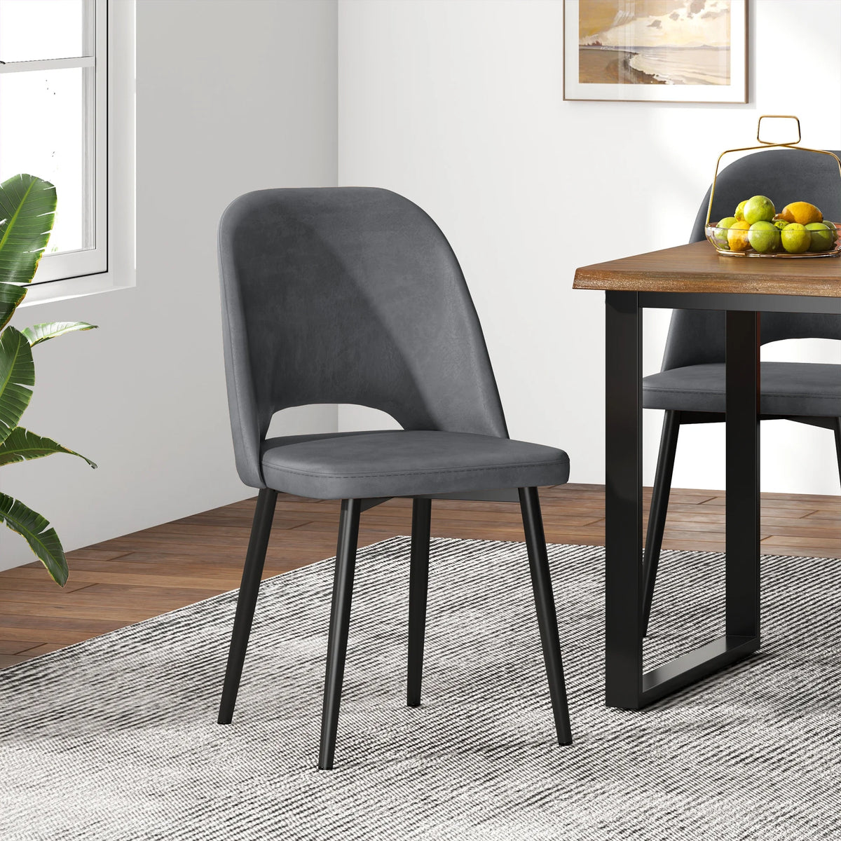 Black PU Leather Dining Chairs Set of 4 P6330