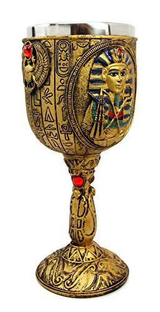 Golden Hieroglyphic Design 6oz Wine Goblet H962