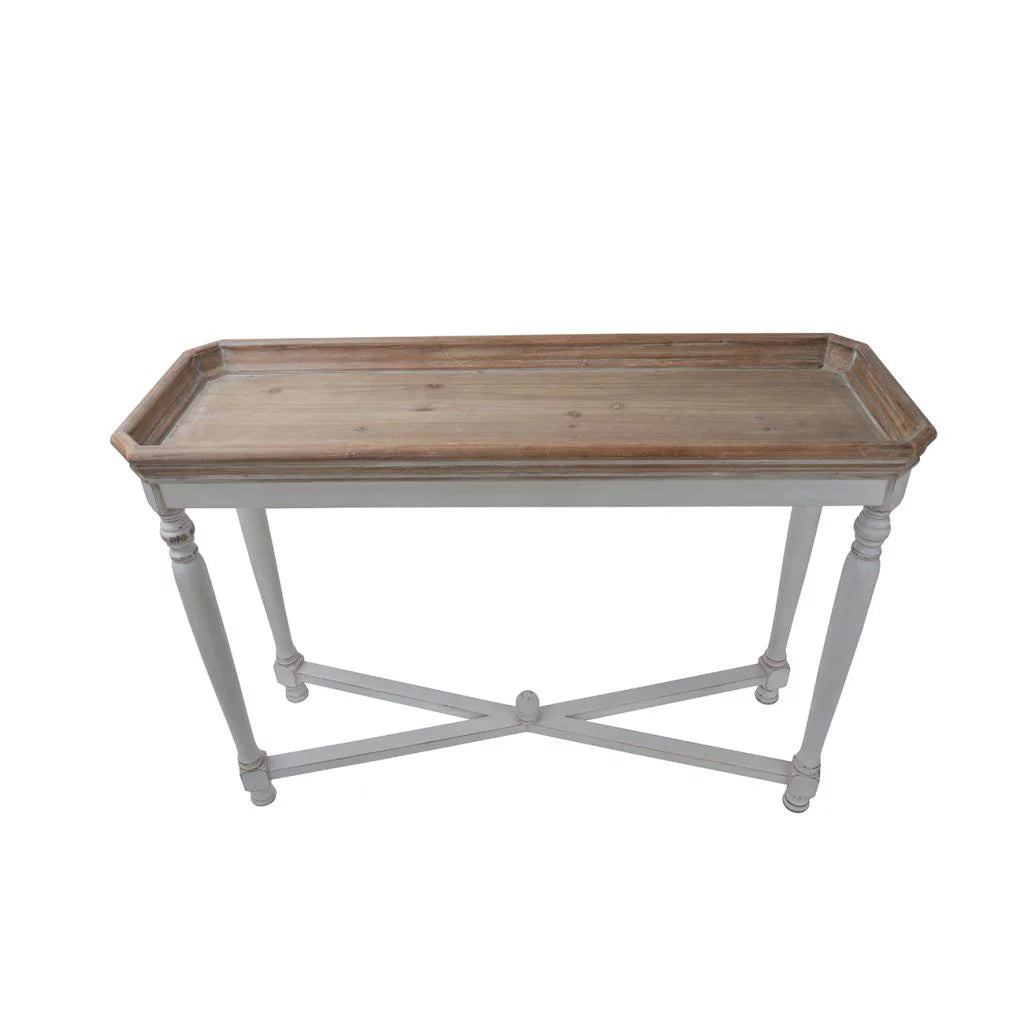 42" Brown and White Distressed Rectangular End Table O68558