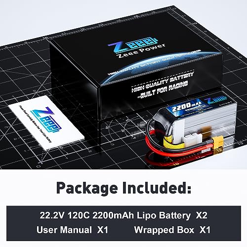 6S Lipo Battery 2200mAh 22.2V 120C Soft Case with XT60 Connector 2 Pack K103