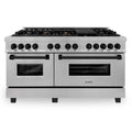 60 Inch Dual Fuel Range in Stainless Steel with Matte Black Accents U111