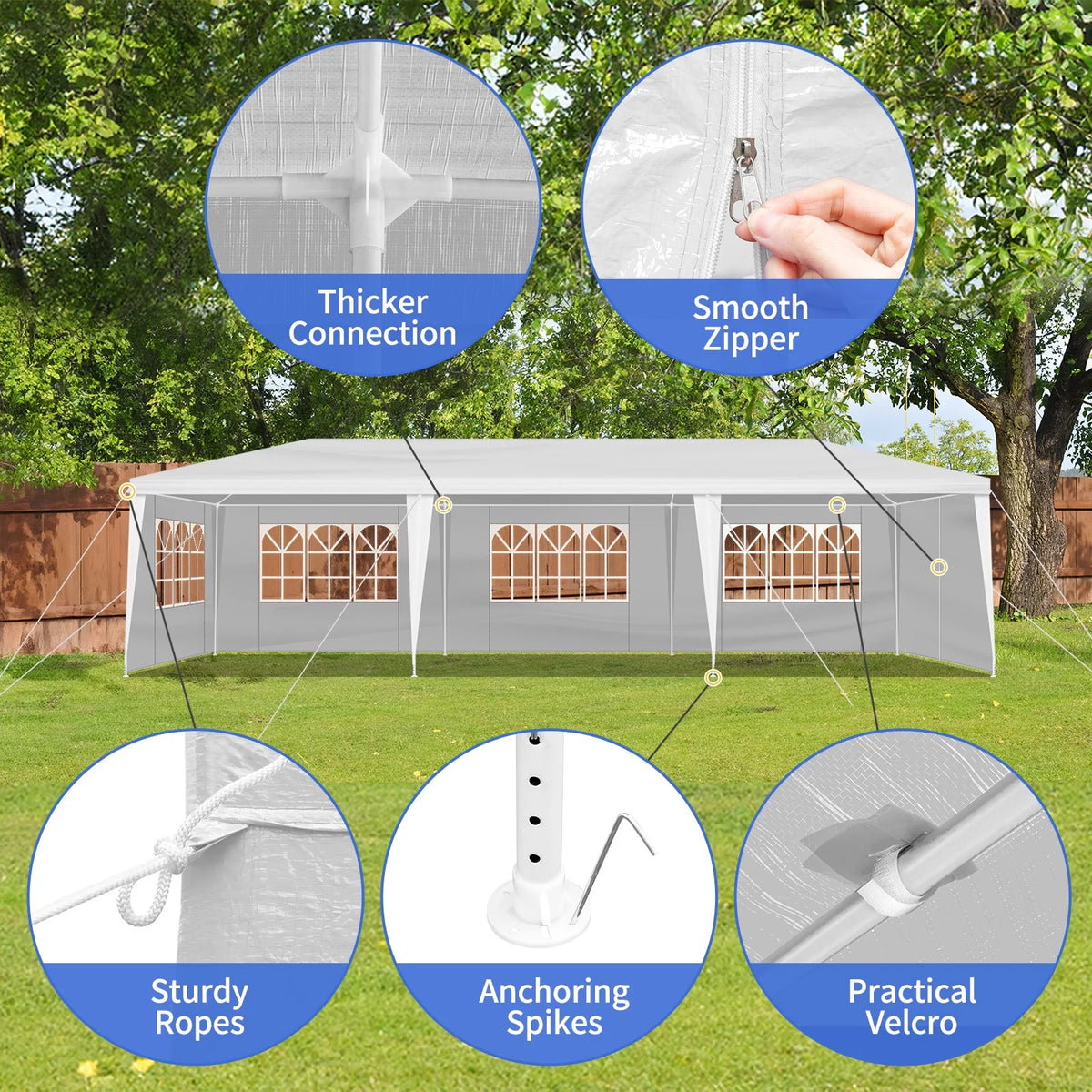 10'x30' Canopy Tent with Removable 5 Sidewall White I571