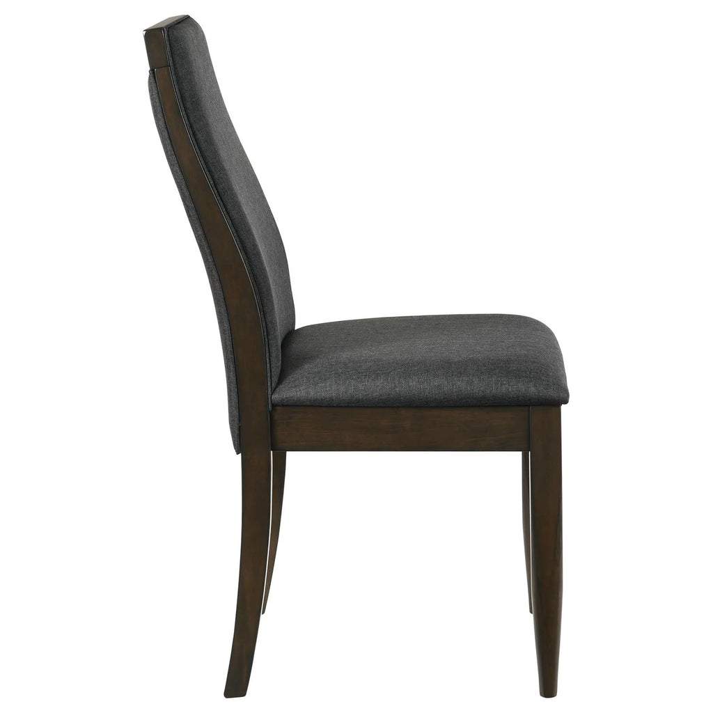 Upholstered Side Chair Set of 2 Grey Dark Walnut I129350