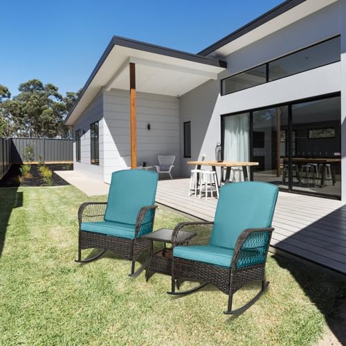 3 pcs PE Wicker Outdoor Rocking Chairs W519346