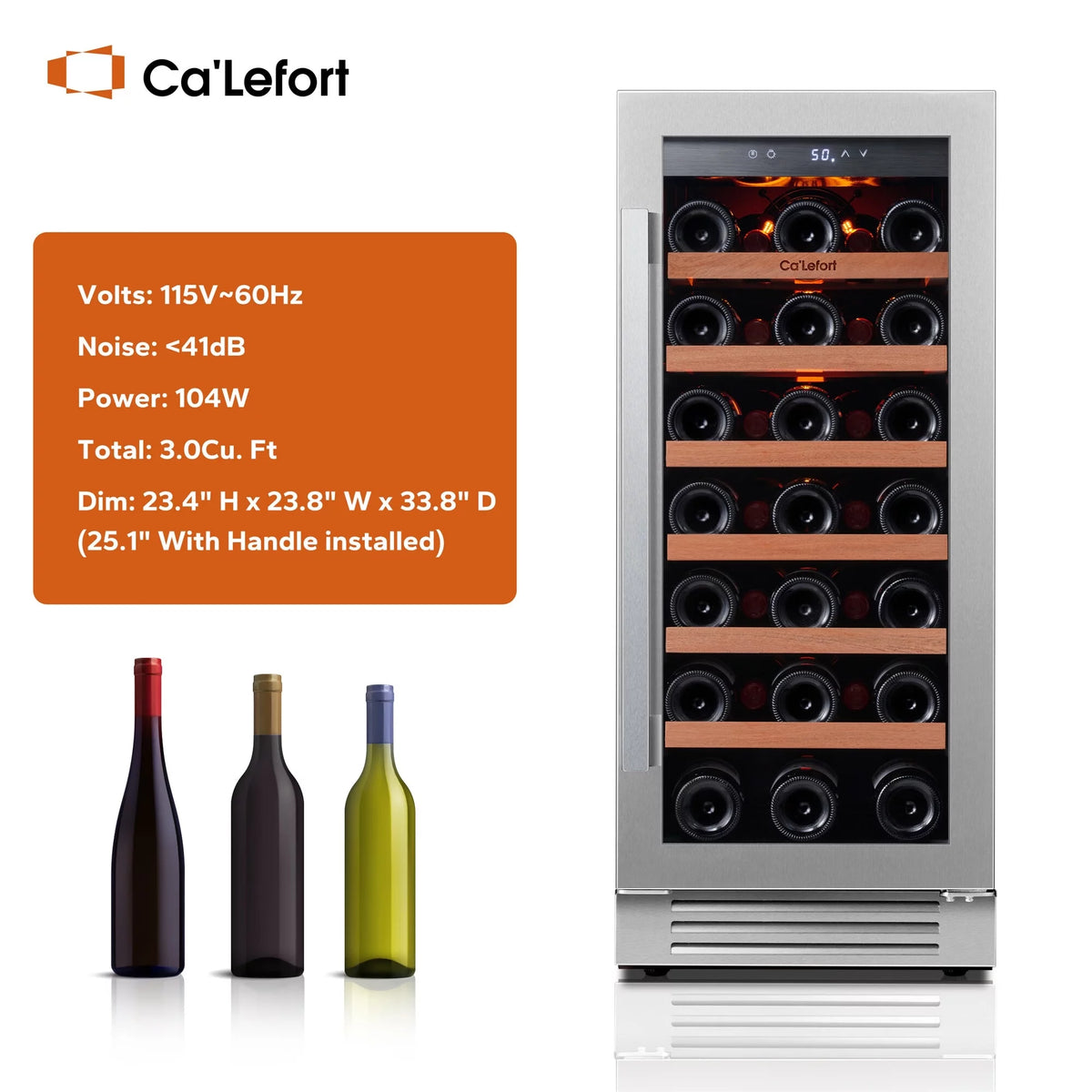 30 inch 66 Bottle Dual Zone Stainless Steel Wine Cooler Refrigerator O8972
