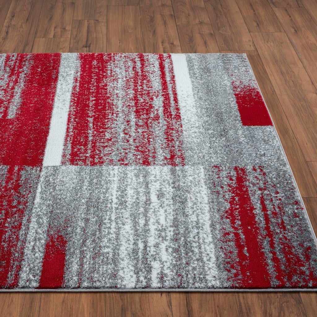 Red 6x9 Abstract Geometric Area Rug X6296
