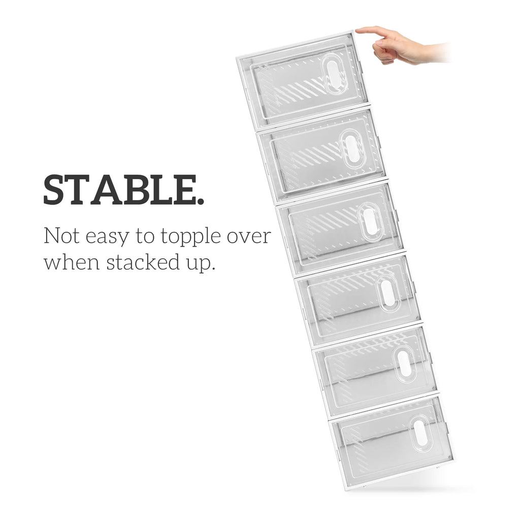 White Stackable Plastic Lidded Storage Boxes H669640