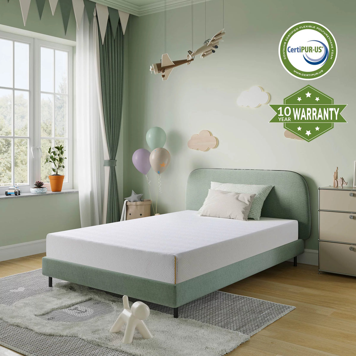 Black 8 inch Twin Size Gel Memory Foam Mattress X2736