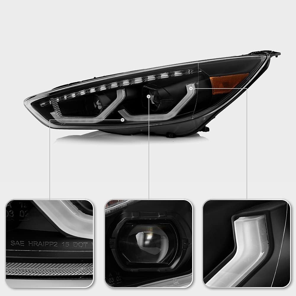 2015-2018 Ford Focus Black LED Projector Headlights W2707