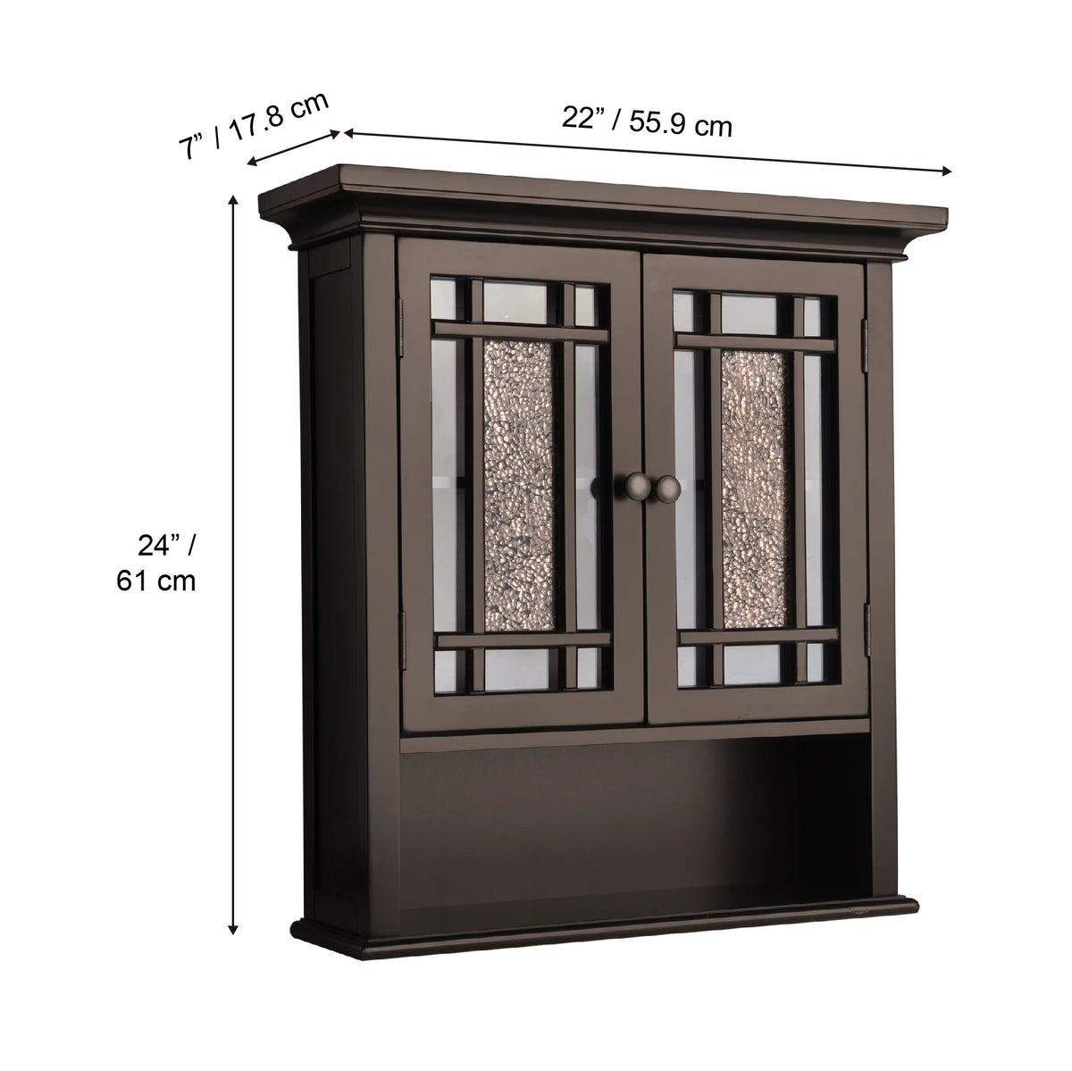 Wooden Wall Cabinet with Glass Mosaic Doors Q7136
