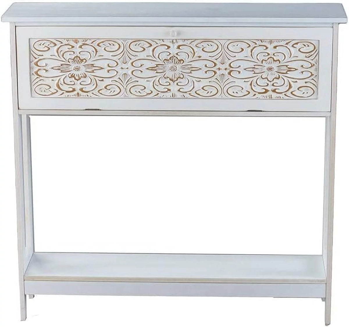 Slim White Entryway Table with Drawer Storage Q826