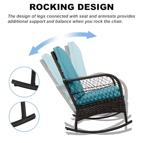 3 pcs PE Wicker Outdoor Rocking Chairs W519346