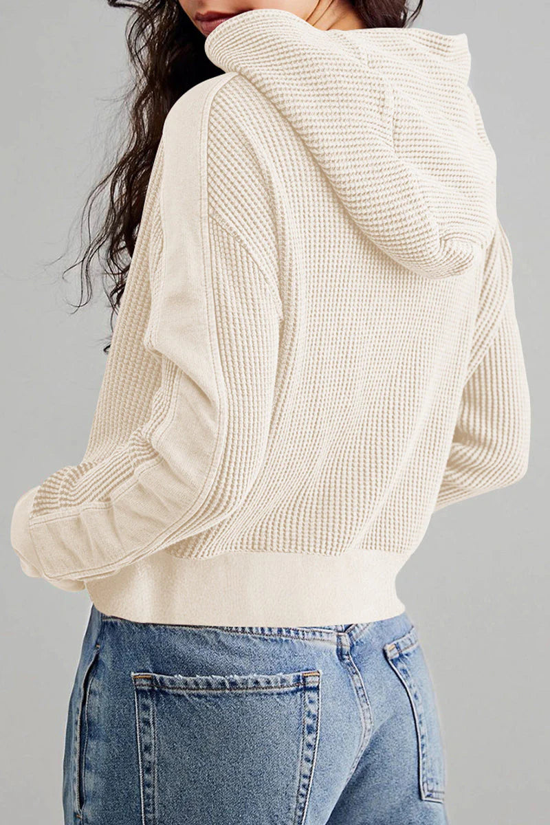 Solid Zipper Hooded Collar Outerwear A335698