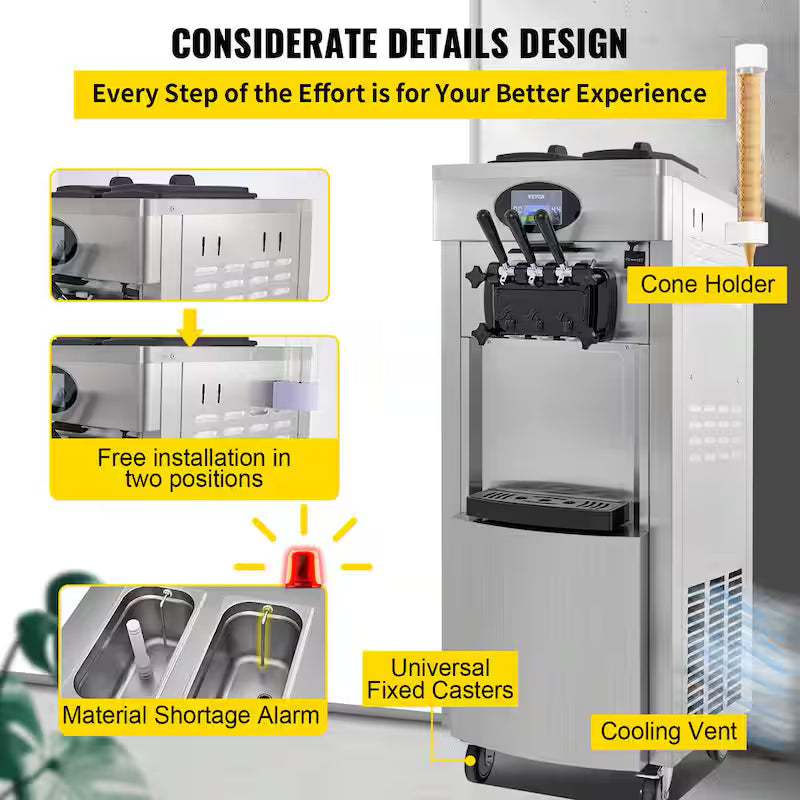 Commercial Soft Ice Cream Maker 3 Flavors 2200 W P40543