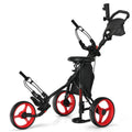 Folding 3 Wheels Golf Push Cart with Seat Blue N391983