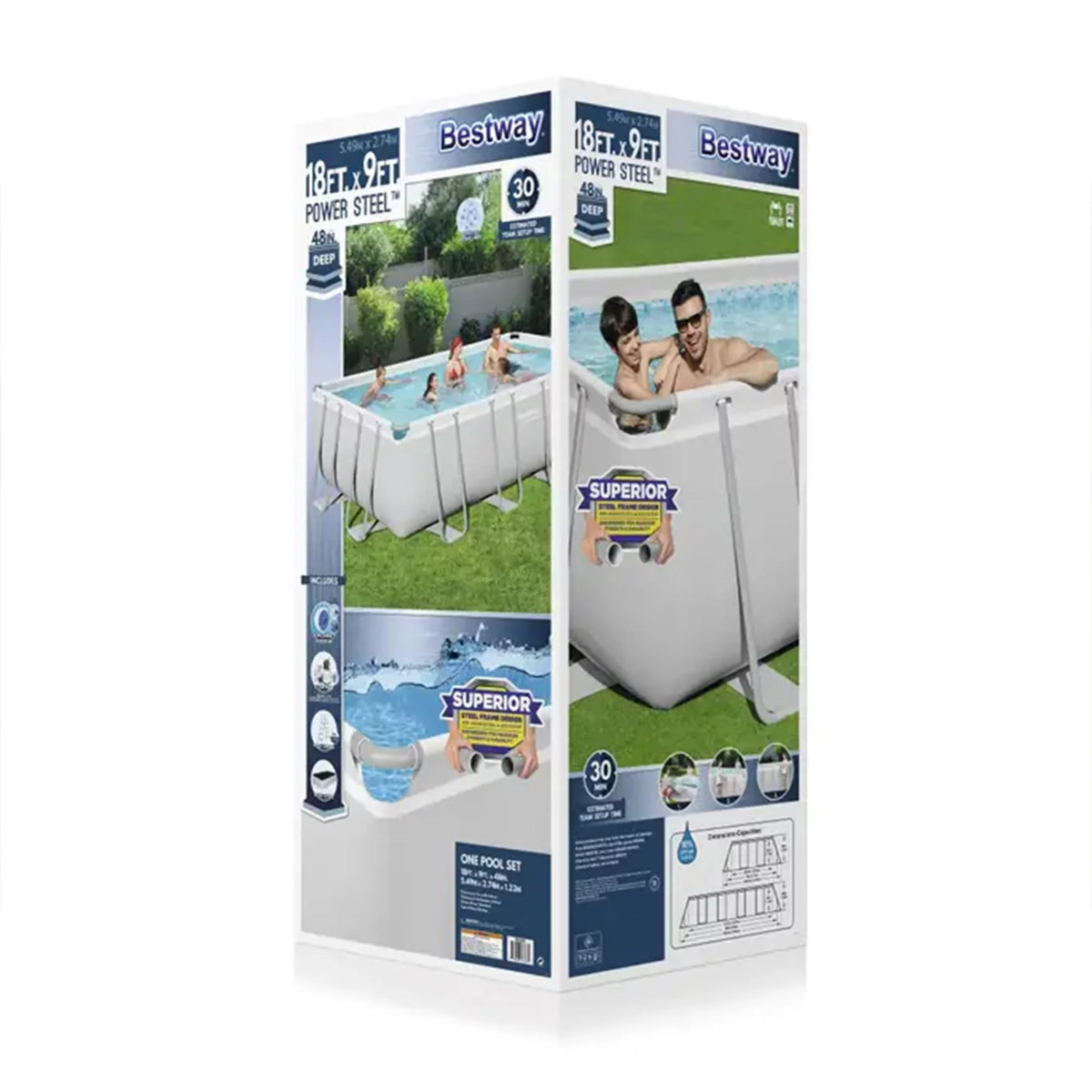 18ft x 9ft x 4ft Rectangular Above Ground Swimming Pool Kit L342
