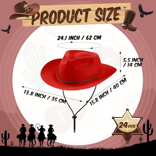24 Pieces Disposable Plastic Cowboy Hat Set Felt Wide Brimmed J52523