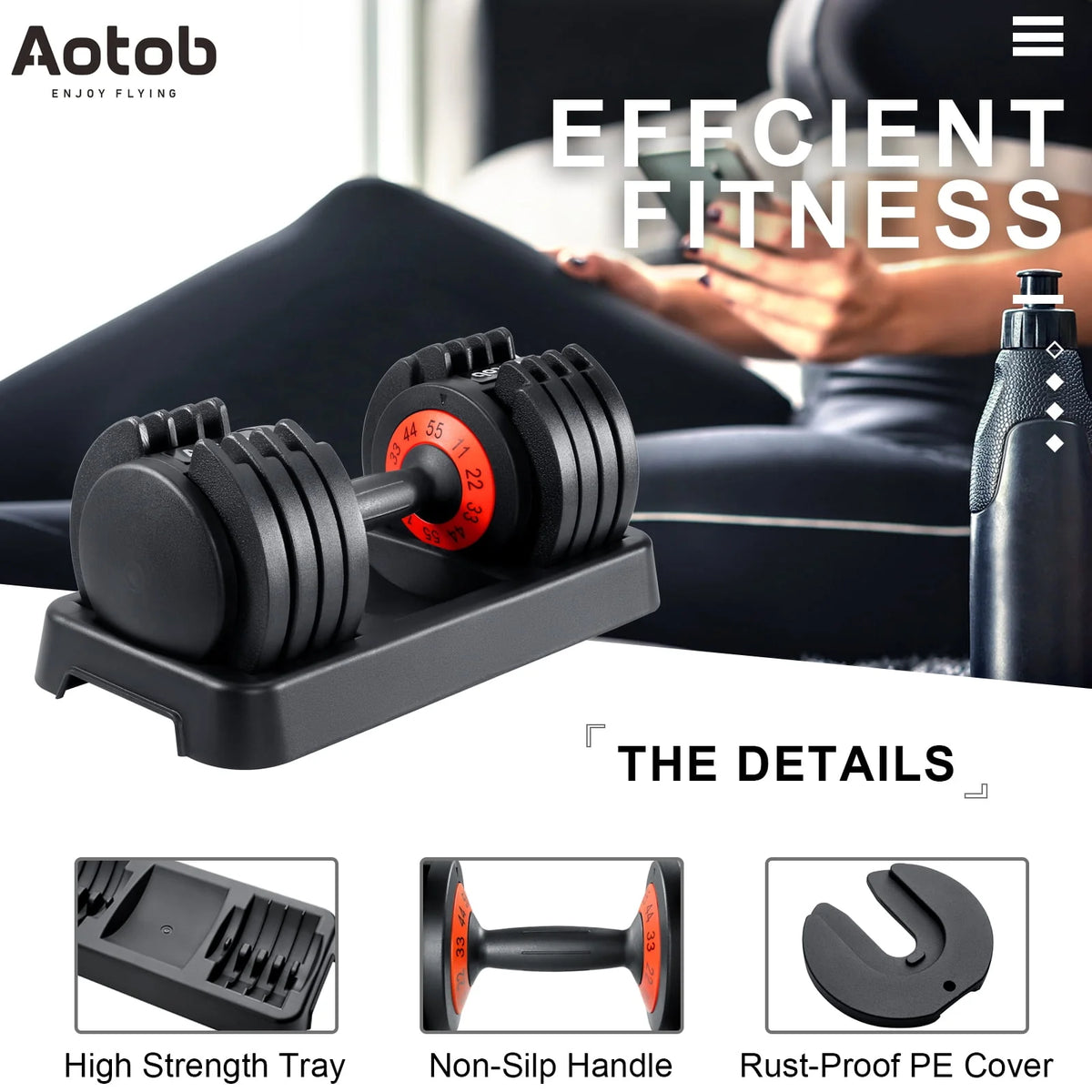 55 lbs Adjustable Dumbbell Set with Anti-Slip Handle X429