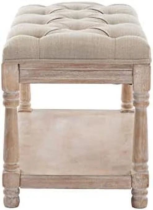 Black Tufted Wood Entryway Bench L8870