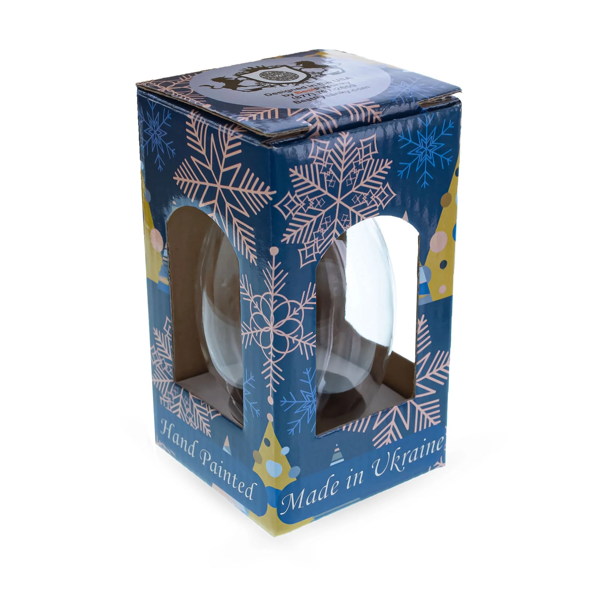 Blue On White Glass Ornament 4 Inches U188