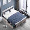Black Linen Fabric Full Storage Bed Frame with Upholstered Headboard T5426