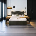 Queen Size Upholstered Platform Bed with 4 Storage Drawers B2895