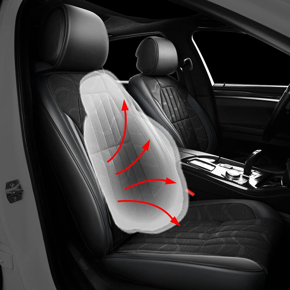 Faux Leather Car Seat Covers Full Set Black F829909