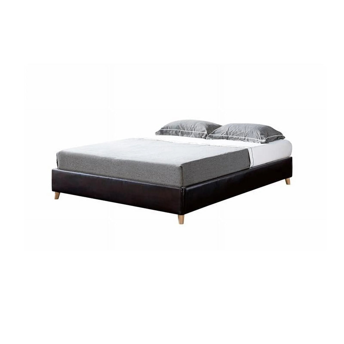 Faux Leather Full Foundation Bed in Brown X7741