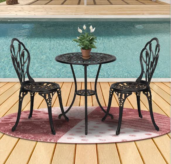 Bronze 3-Piece Cast Aluminum Round Bistro Set E9749