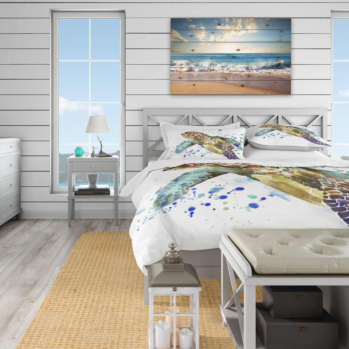 Blue Coastal Duvet Cover Set - Twin X136