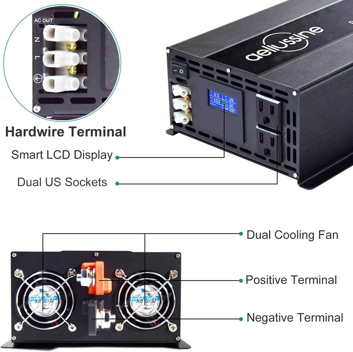 3000 Watt Pure Sine Wave Inverter 48v dc to ac 110v 120v Y561820